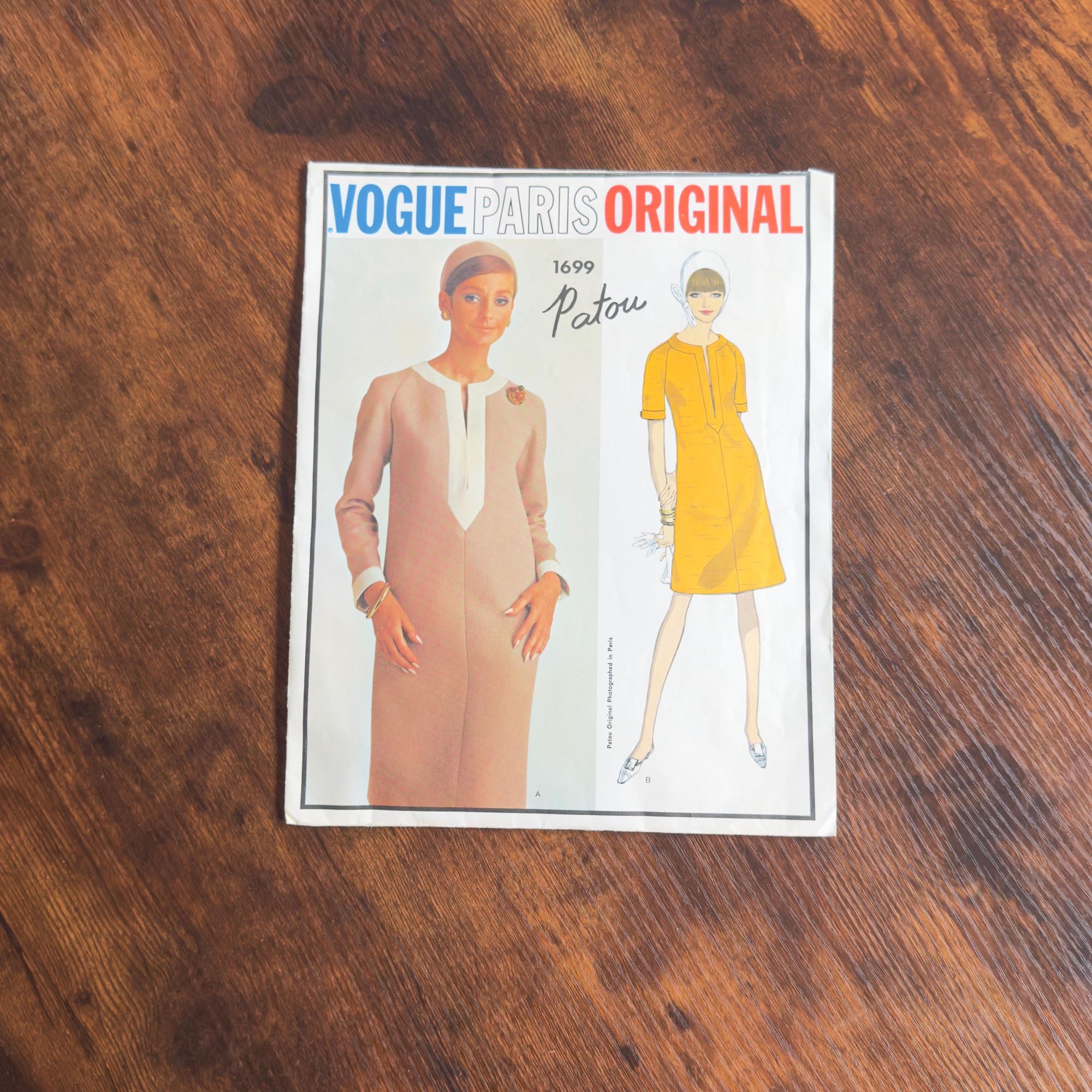 Vintage 1967 Vogue Paris Original 1699 Patou Dress Pattern